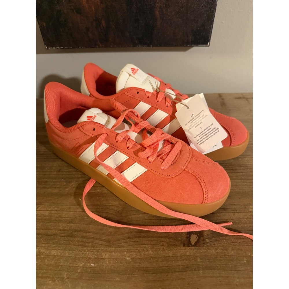 Adidas VL Court 3.0 Coral Orange Suede Gum Sole Sneakers JP5327 Womens 8.5